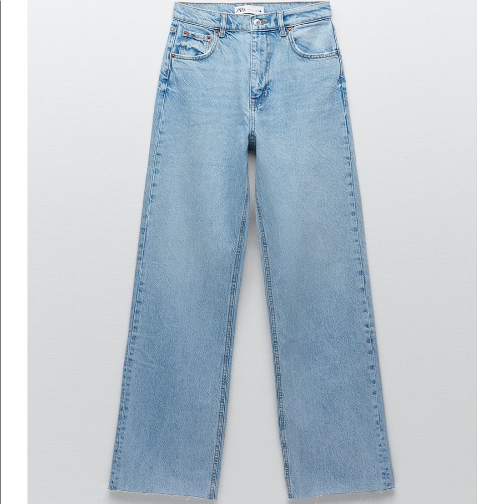 Zara high rise wide leg full length jeans